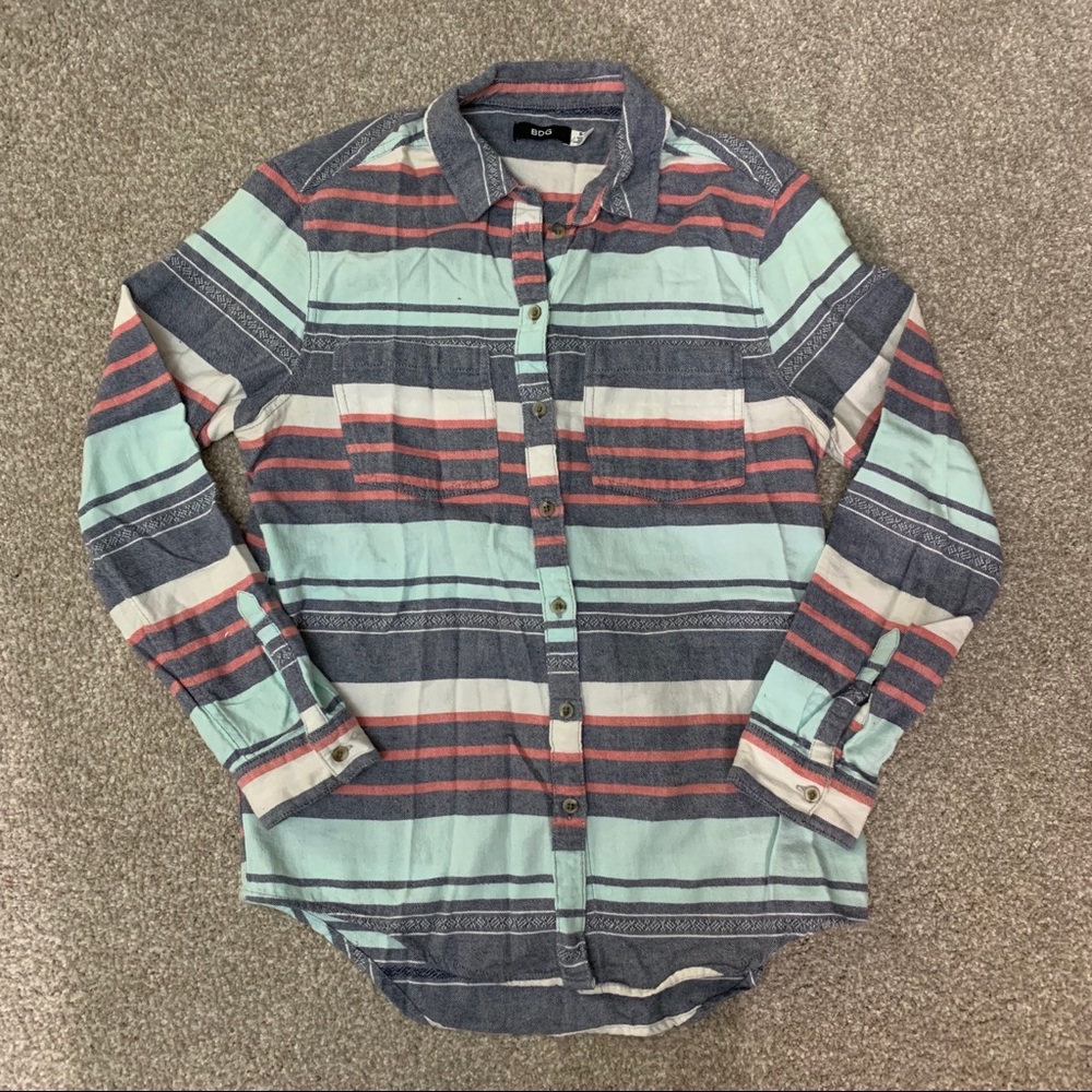 Striped Button Down Flannel Aztec from UO